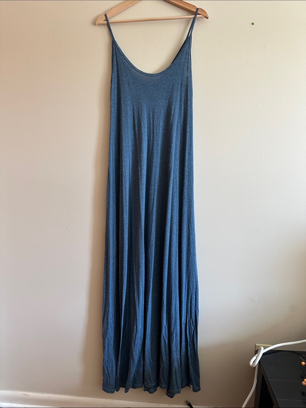 Michael Lauren Blue Slip Maxi Dress with Spaghetti Straps